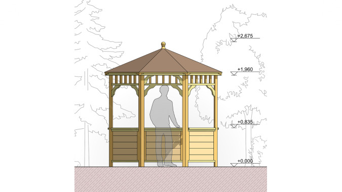 Комплект для самостоятельной сборки Беседки Виктория d 2,5 (без пола, с зашивкой ограждений)