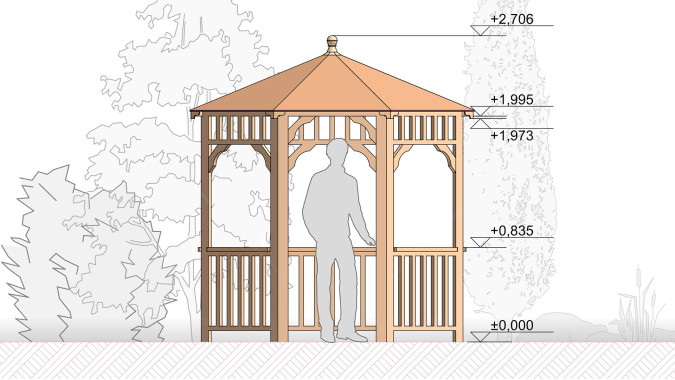 Комплект для самостоятельной сборки Беседки Виктория d 2,5 (без пола)
