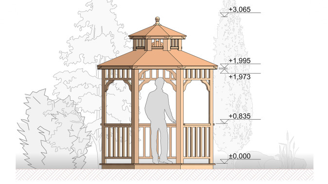 Комплект для самостоятельной сборки Беседки Виктория d  2,5 (двухъярусная)