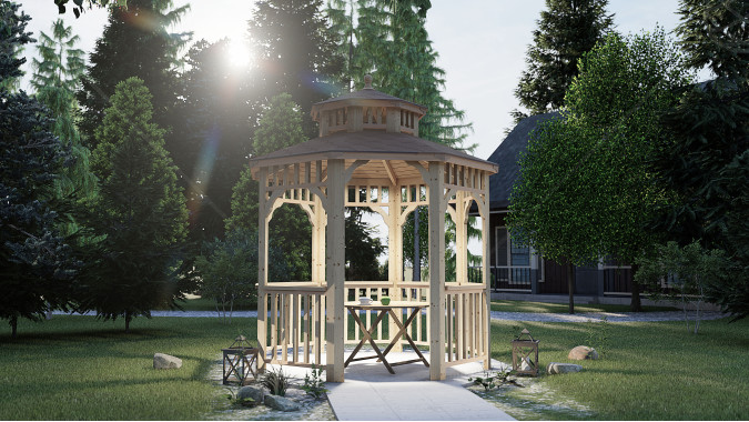 Комплект для самостоятельной сборки Беседки Виктория d  2,5 (без пола, двухъярусная)