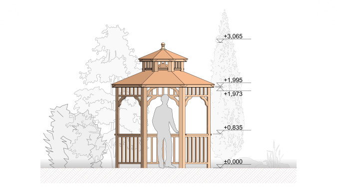 Комплект для самостоятельной сборки Беседки Виктория d  2,5 (без пола, двухъярусная)