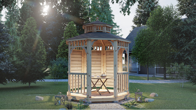 Комплект для самостоятельной сборки Беседки Виктория d  2,5 (полузакрытая, двухъярусная)