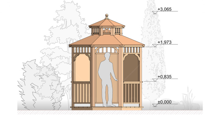 Комплект для самостоятельной сборки Беседки Виктория d  2,5 (полузакрытая, двухъярусная)