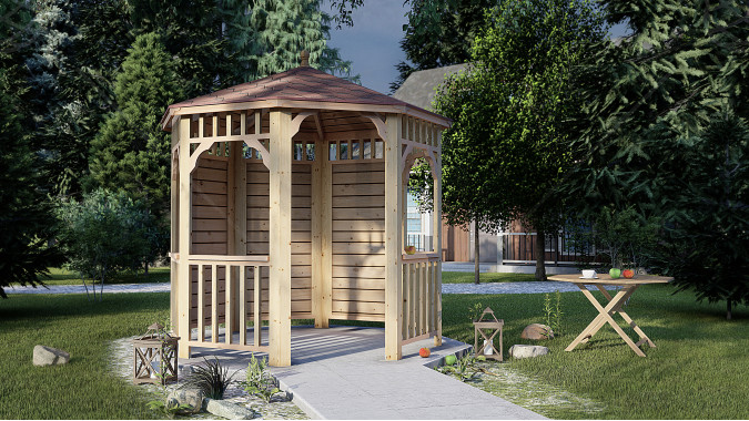 Комплект для самостоятельной сборки Беседки Виктория d 2,5 (полузакрытая, без пола)