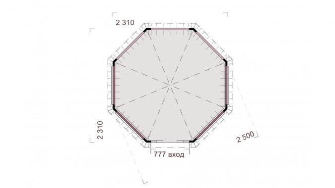 Комплект для самостоятельной сборки Беседки Виктория d 2,5 (полузакрытая, без пола)