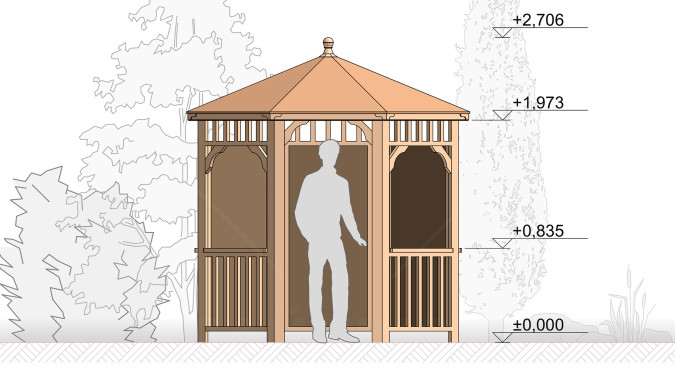 Комплект для самостоятельной сборки Беседки Виктория d 2,5 (полузакрытая, без пола)