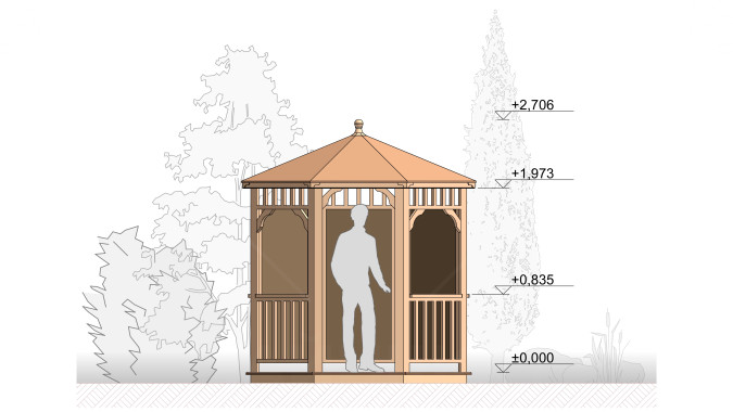 Комплект для самостоятельной сборки Беседки Виктория d 2,5 (полузакрытая)