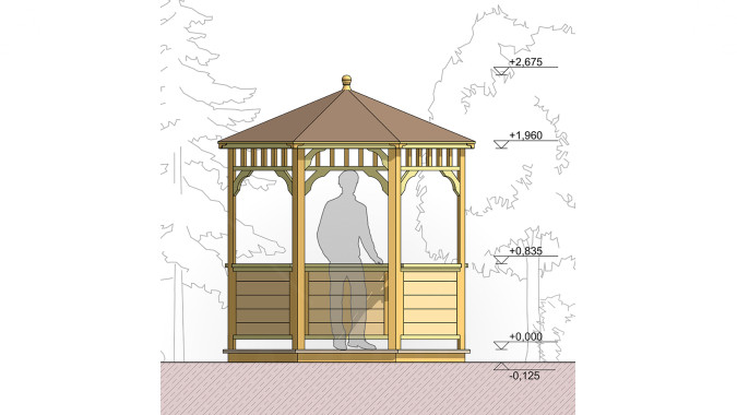 Комплект для самостоятельной сборки Беседки Виктория d 2,5 (с зашивкой ограждений)