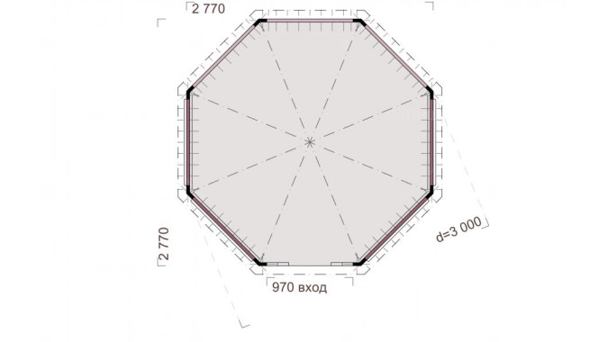 Комплект для самостоятельной сборки Беседки Виктория d 3 (без пола, полузакрытая, с зашивкой ограждений)
