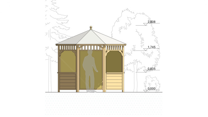 Комплект для самостоятельной сборки Беседки Виктория d 3 (без пола, полузакрытая, с зашивкой ограждений)
