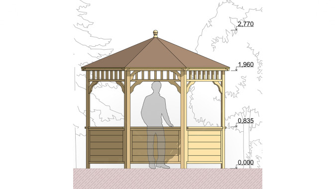 Комплект для самостоятельной сборки Беседки Виктория d 3 (без пола, с зашивкой ограждений)
