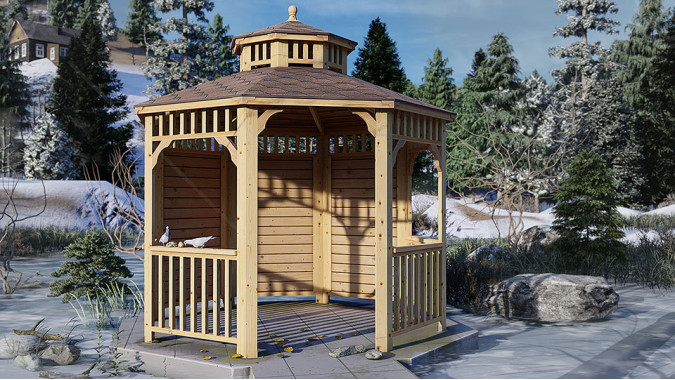 Комплект для самостоятельной сборки Беседки Виктория d 3 (без пола, двухъярусная, полузакрытая)