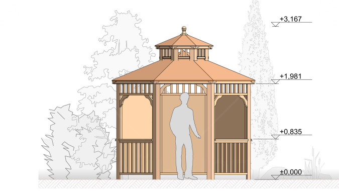 Комплект для самостоятельной сборки Беседки Виктория d 3 (без пола, двухъярусная, полузакрытая)