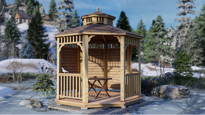 Комплект для самостоятельной сборки Беседки Виктория d 3 (двухъярусная, полузакрытая)