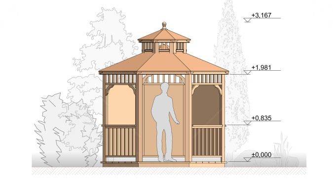 Комплект для самостоятельной сборки Беседки Виктория d 3 (двухъярусная, полузакрытая)
