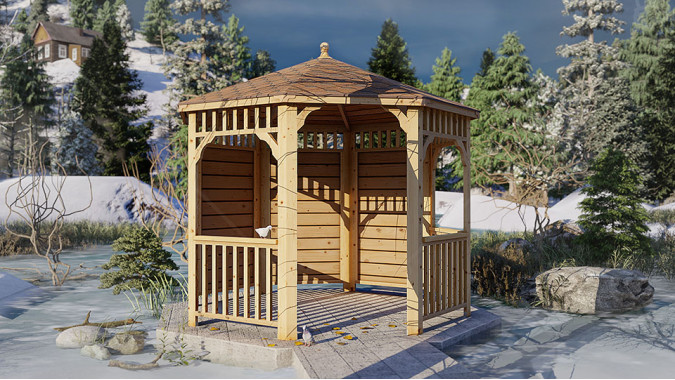 Комплект для самостоятельной сборки Беседки Виктория d 3 (полузакрытая, без пола)