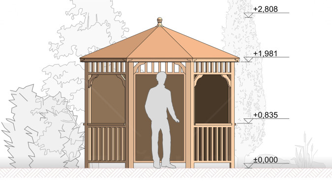 Комплект для самостоятельной сборки Беседки Виктория d 3 (полузакрытая, без пола)