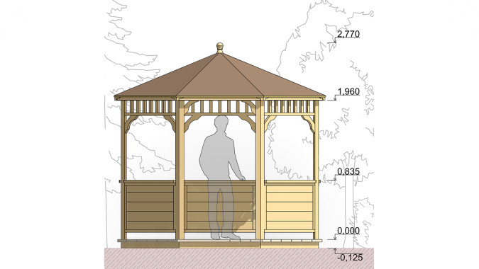Комплект для самостоятельной сборки Беседки Виктория d 3 (с зашивкой ограждений)