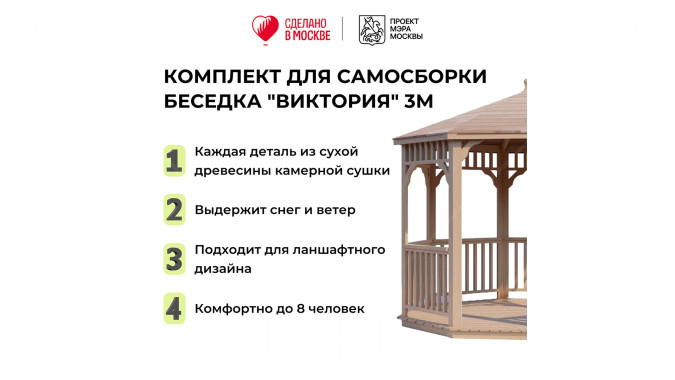 Комплект для самостоятельной сборки Беседки Виктория d 3 (стандарт)