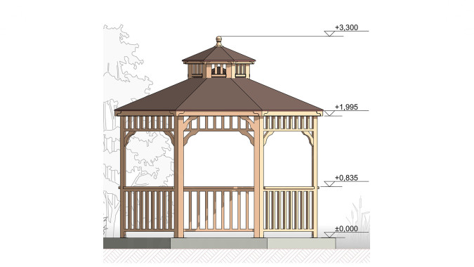 Комплект для самостоятельной сборки Беседки Виктория d 3,5 (без пола, двухъярусная)