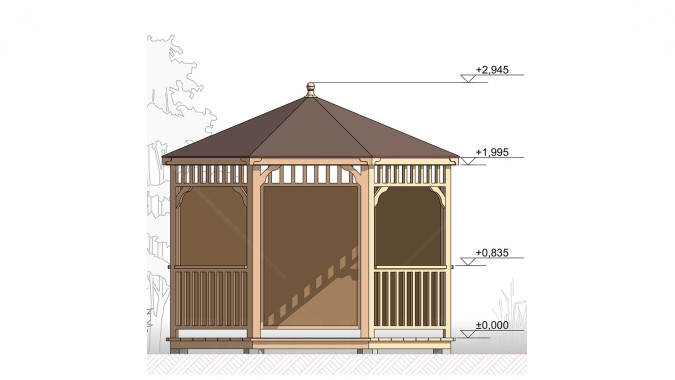 Комплект для самостоятельной сборки Беседки Виктория d 3,5 (полузакрытая)