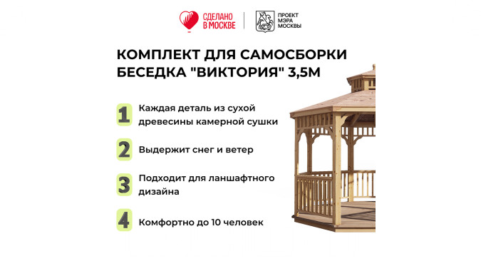 Комплект для самостоятельной сборки Беседки Виктория d 3,5 (двухъярусная)