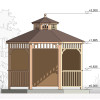 Комплект для самостоятельной сборки Беседки Виктория d 3,5 (без пола, двухъярусная, полузакрытая)