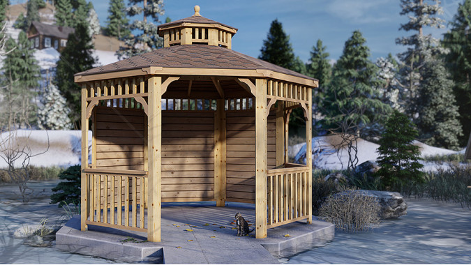 Комплект для самостоятельной сборки Беседки Виктория d 3,5 (без пола, двухъярусная, полузакрытая)