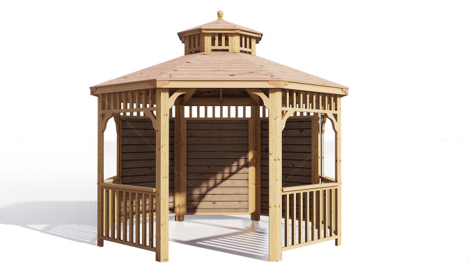 Комплект для самостоятельной сборки Беседки Виктория d 3,5 (без пола, двухъярусная, полузакрытая)