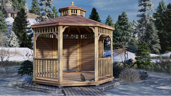 Комплект для самостоятельной сборки Беседки Виктория d 3,5 (двухъярусная, полузакрытая)