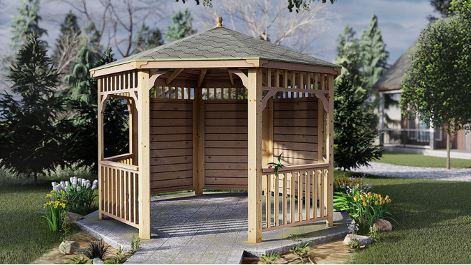 Комплект для самостоятельной сборки Беседки Виктория d 3,5 (полузакрытая, без пола)