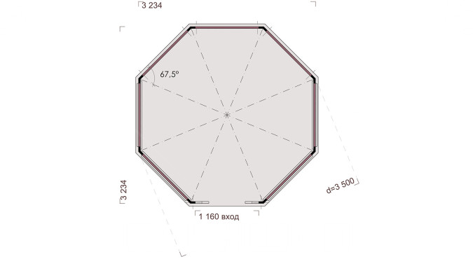 Комплект для самостоятельной сборки Беседки Виктория d 3,5 (полузакрытая, без пола)