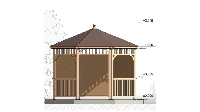 Комплект для самостоятельной сборки Беседки Виктория d 3,5 (полузакрытая, без пола)