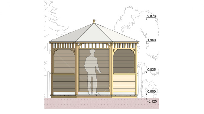 Комплект для самостоятельной сборки Беседки Виктория d 3,5 (полузакрытая, с зашивкой ограждений)