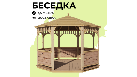 Комплект для самостоятельной сборки Беседки Виктория d 3,5 (с зашивкой ограждений)