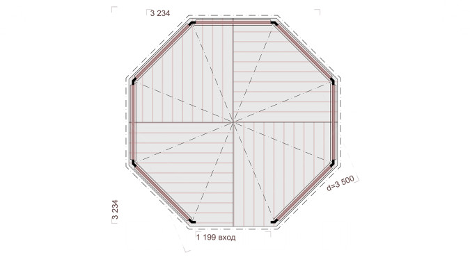 Комплект для самостоятельной сборки Беседки Виктория d 3,5 (с зашивкой ограждений)