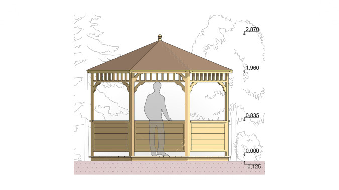 Комплект для самостоятельной сборки Беседки Виктория d 3,5 (с зашивкой ограждений)