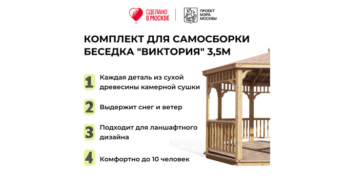 Комплект для самостоятельной сборки Беседки Виктория d 3,5 (стандарт)