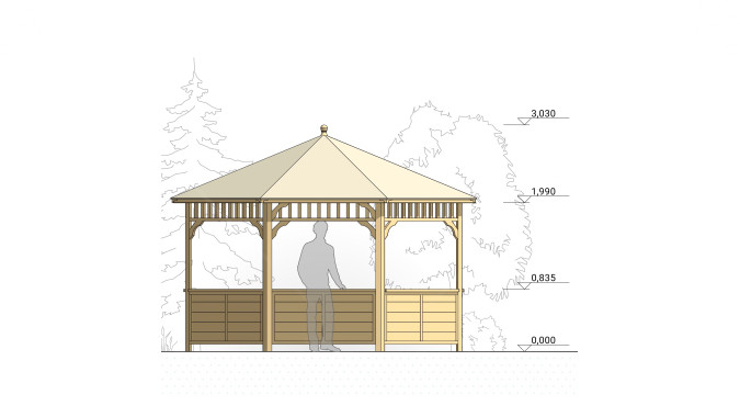 Комплект для самостоятельной сборки Беседки Виктория d 4 (с зашивкой ограждений, без пола)