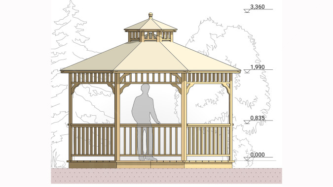 Комплект для самостоятельной сборки Беседки Виктория d 4 (двухъярусная)