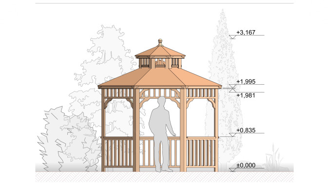 Комплект для самостоятельной сборки Беседки Виктория d 3 (без пола, двухъярусная)