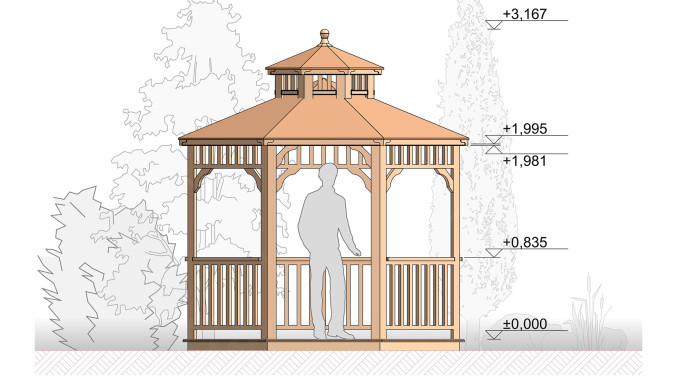 Комплект для самостоятельной сборки Беседки Виктория d 3 (двухъярусная)