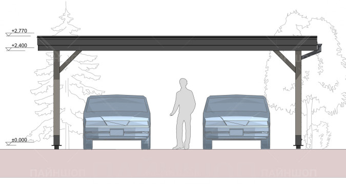 Навес для авто Гамбург 6,25х7,3
