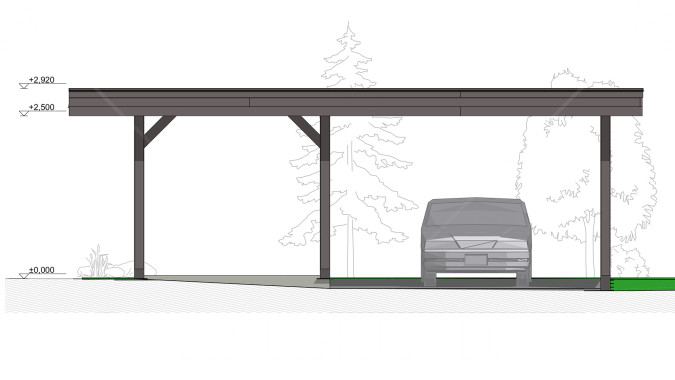 Навес для авто Гамбург 7,3х5,95