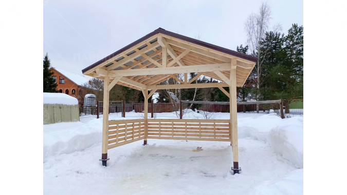 Навес Ивер 2,8х3,4 (с ограждением) 