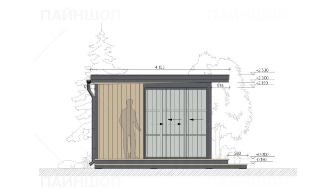 Павильон Скаут 4х7,5 с безрамным остеклением