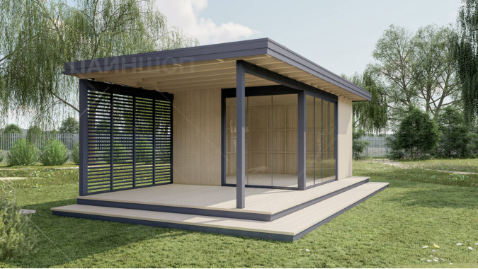 Павильон Скаут 4х7,5 с безрамным остеклением