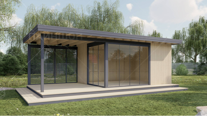 Павильон Скаут 4х7,5 с безрамным остеклением