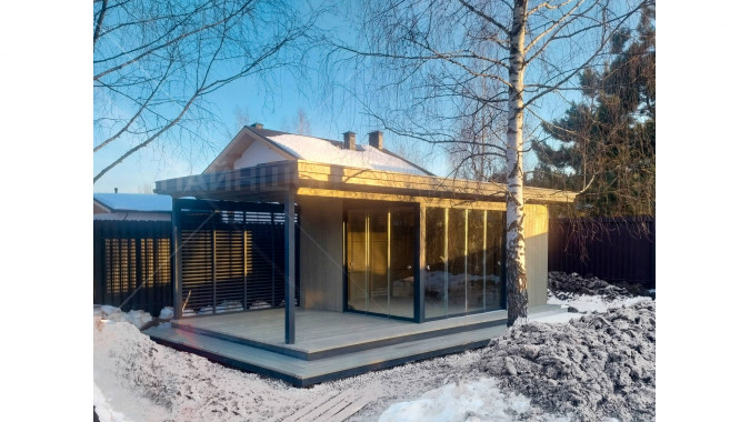 Павильон Скаут 4х7,5 с безрамным остеклением