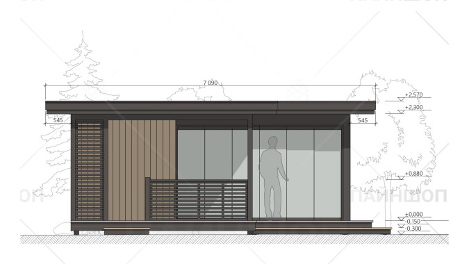 Павильон Скаут угловой 6,49х6,95 с безрамным остеклением